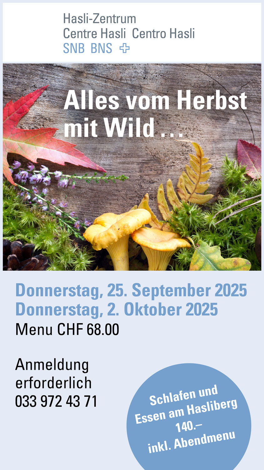 Wild Menu Haslizentrum Hasliberg